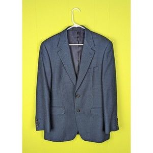 Lauren Ralph Lauren Men 40 R Blue 2-Btn Blazer Jacket Soft Woven Herringbone EUC